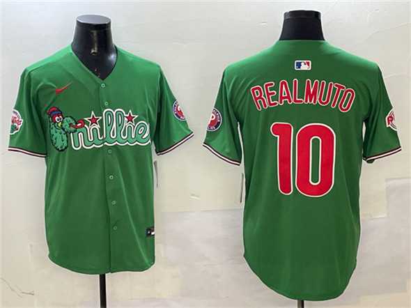 Mens Philadelphia Phillies #10 J.T. Realmuto Green Phanatic Limited Stitched Jersey